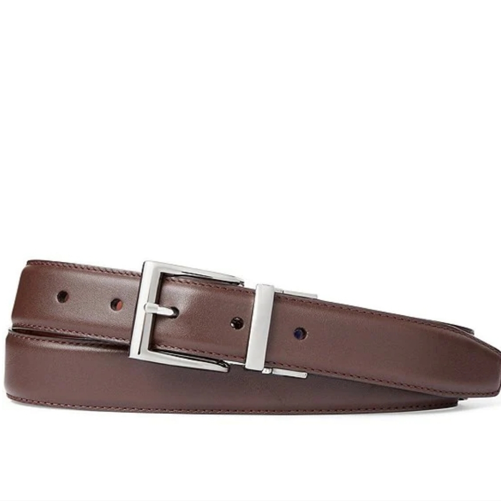 Polo by Ralph Lauren Dark Brown Leather Belt with Silver Buckle